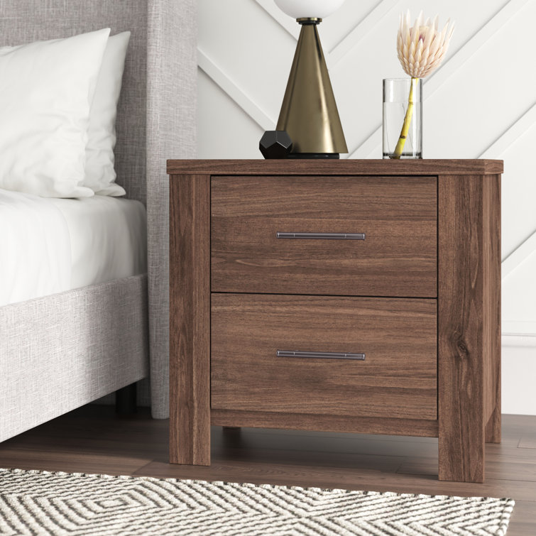 Mercury Row® Van Maanen 25'' Tall 2 Drawer Nightstand in Brown